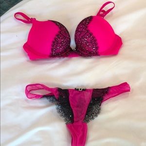 Victoria secrets padded bra and matching panties.